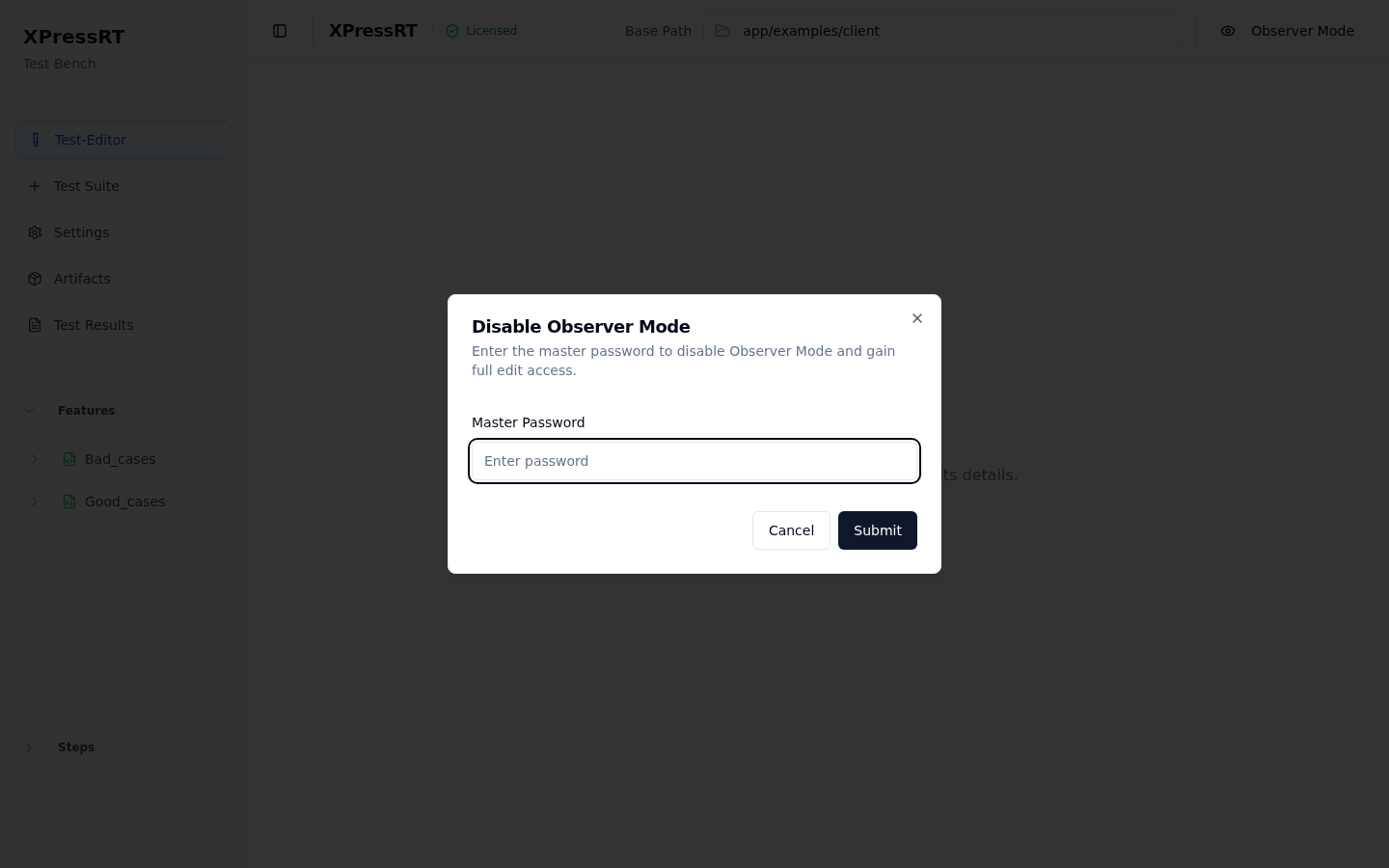 Disable Observer Mode dialog