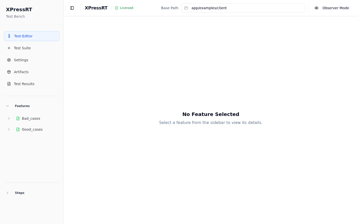XPressRT main interface on first load